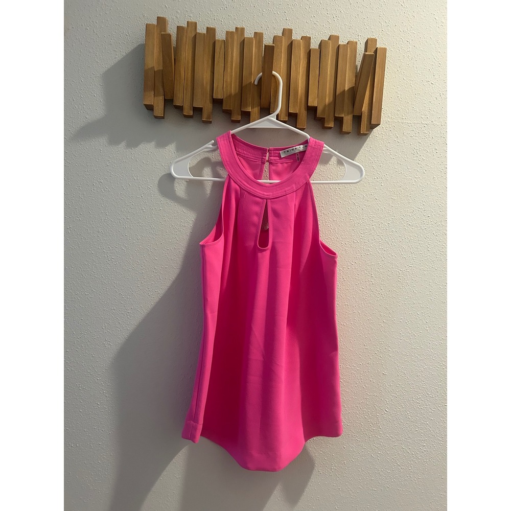 TRINA TURK Hot Pink Keyhole‎ Halter Neck Tank Top Women's Size S